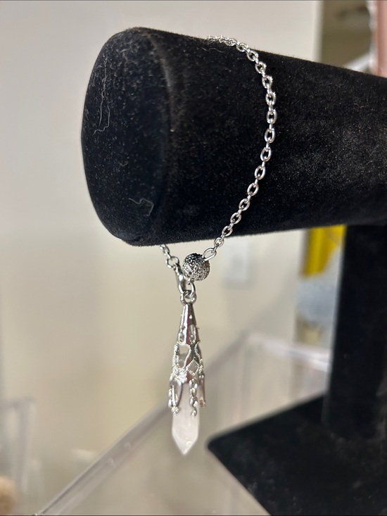 Jewelry - Snowy Quartz Pendulum In Filigree Used To Heighten Your Intuition Or Wear New